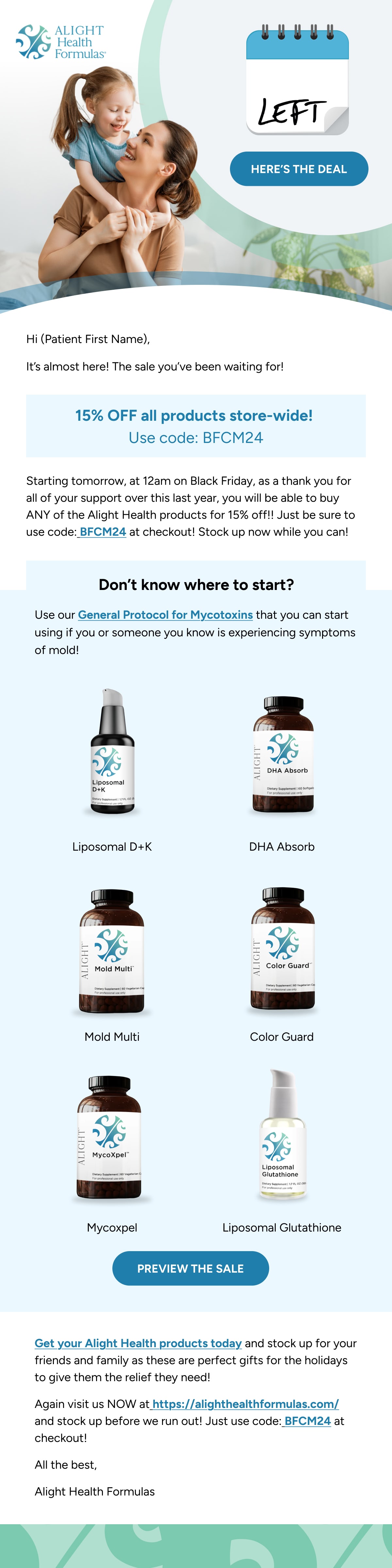 Alight Health Formulas: Leap day savings, full email design