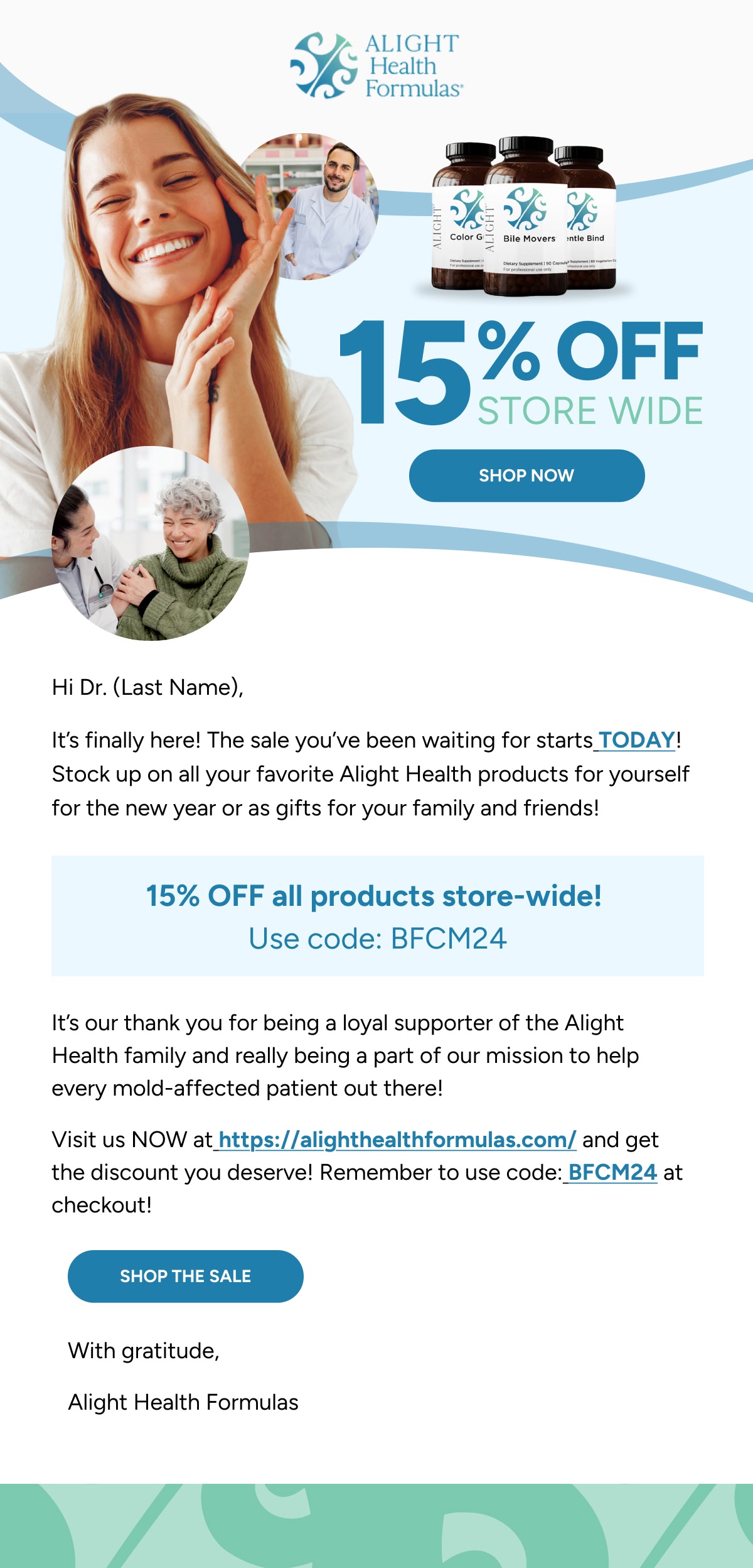 Alight Health Formulas: Storewide offer, full email design