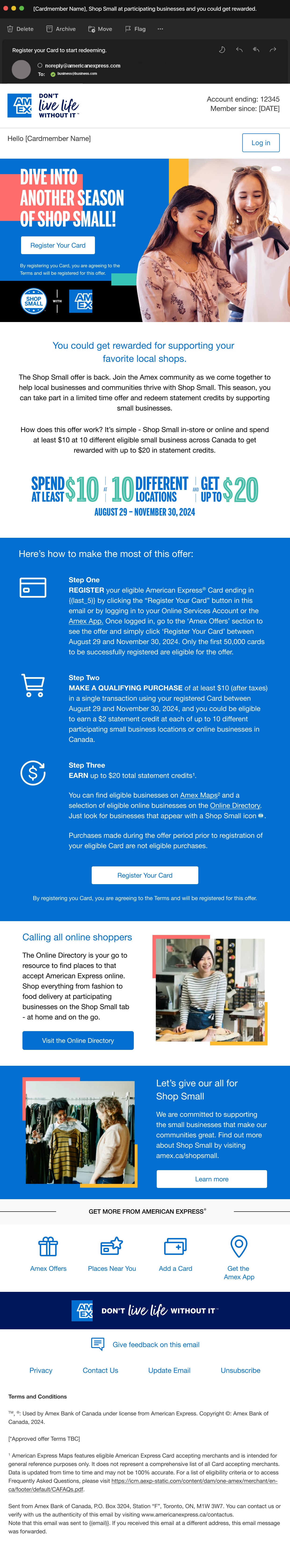 American Express: Cardmember newsletter, full email design