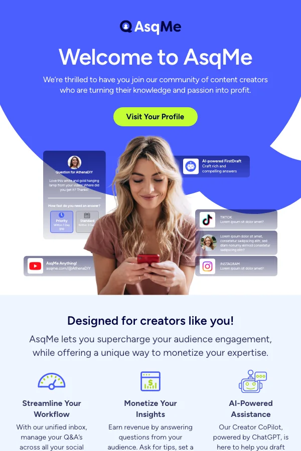 AsqMe — Welcome email