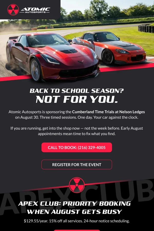 Atomic Autosports — Back to school season