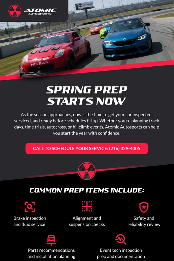 Atomic Autosports — Spring preparation newsletter