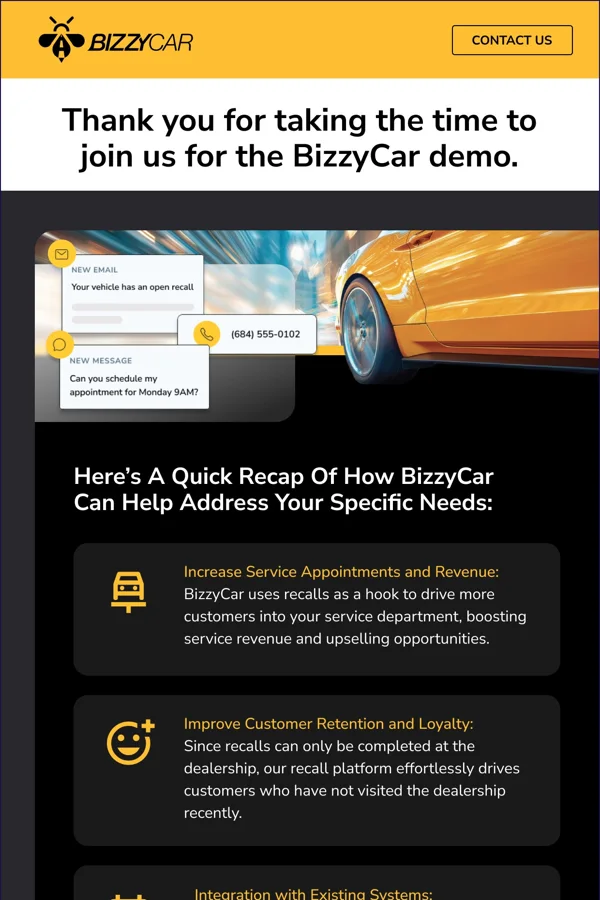 BizzyCar — Post-demo follow-up email