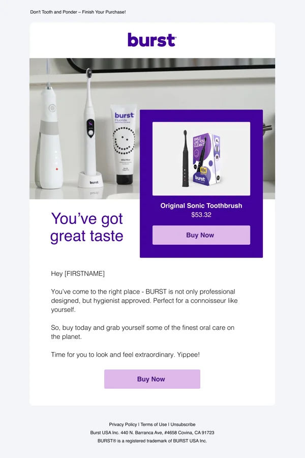 BURST — Product recommendation