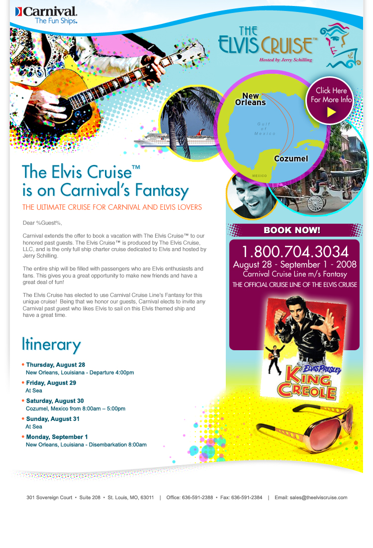 Carnival Cruise Line: Themed cruise campaign, full email design