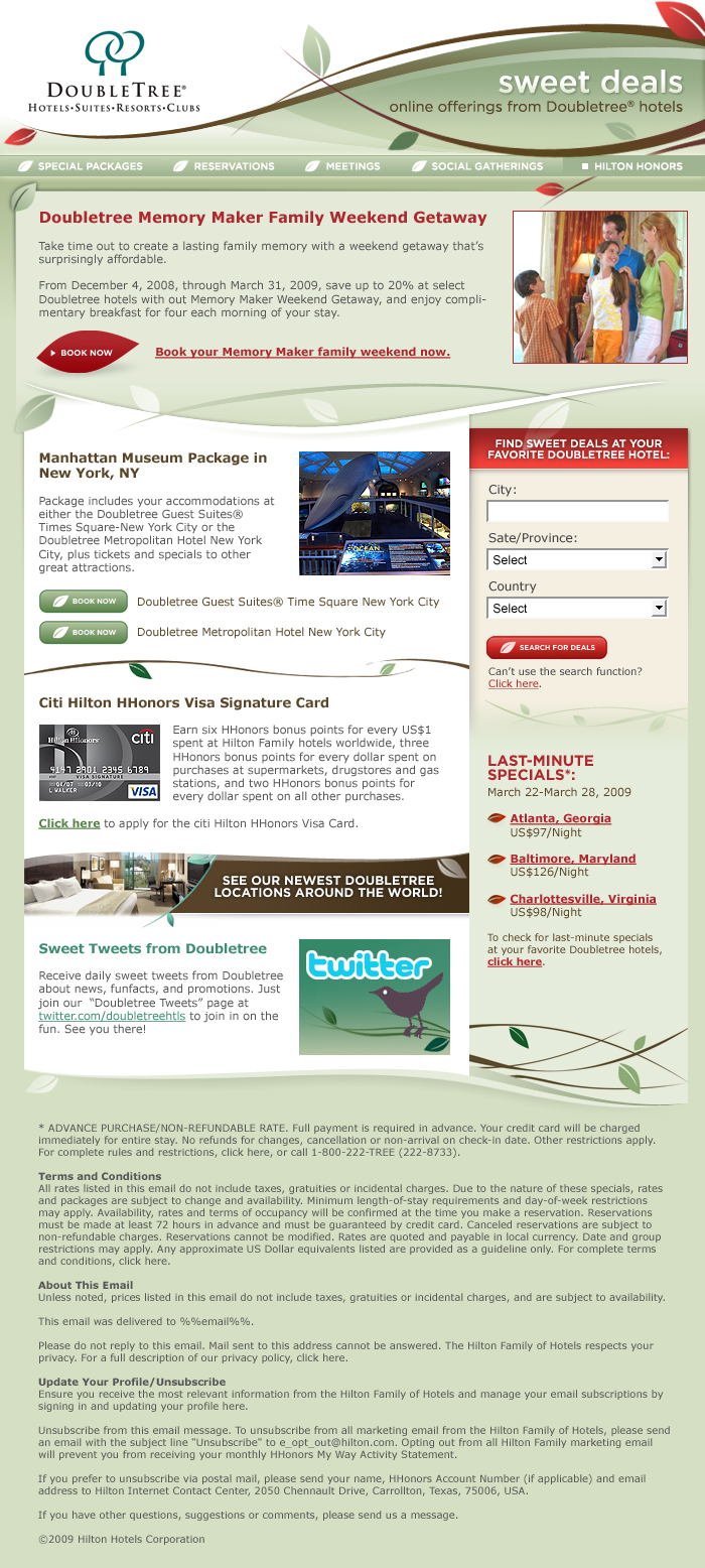 DoubleTree: Seasonal hotel newsletter, full email design