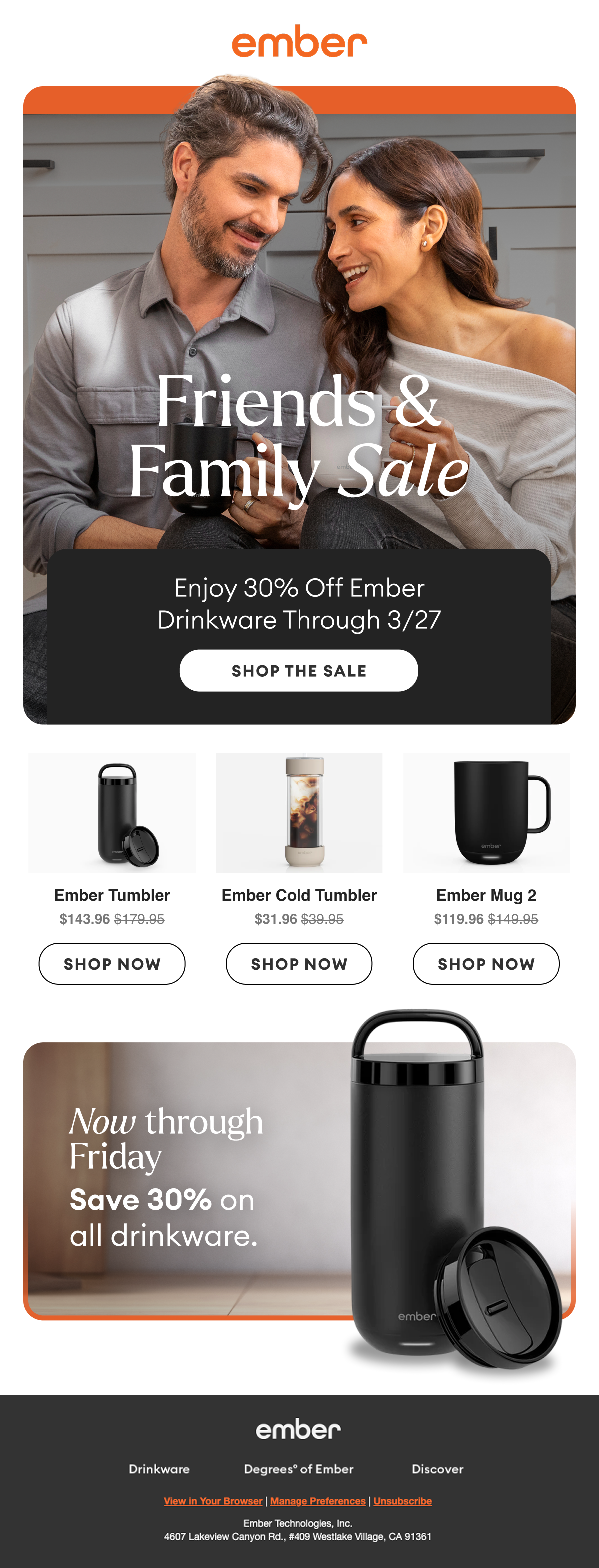 Ember: Friends & family sale, full email design