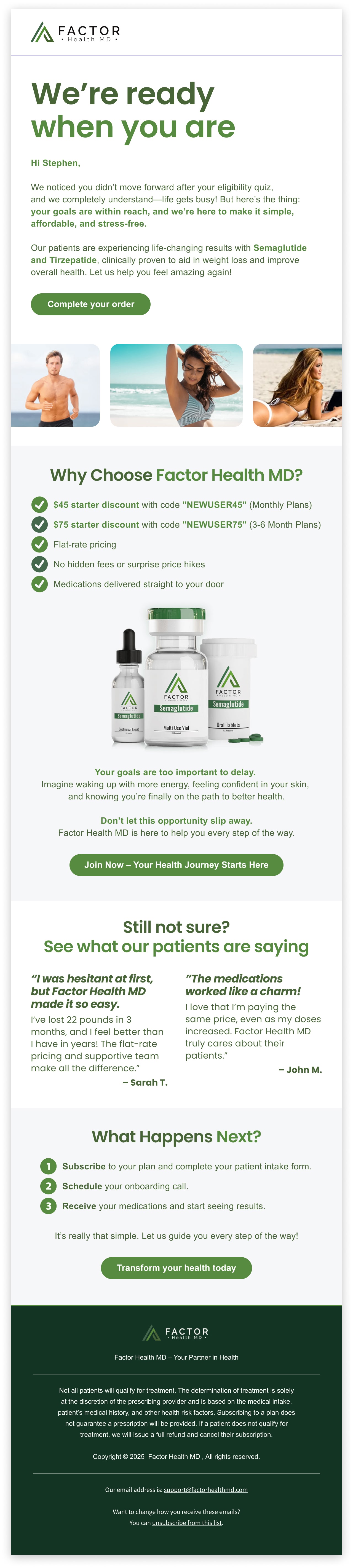 Factor: Return-to-purchase reminder, full email design