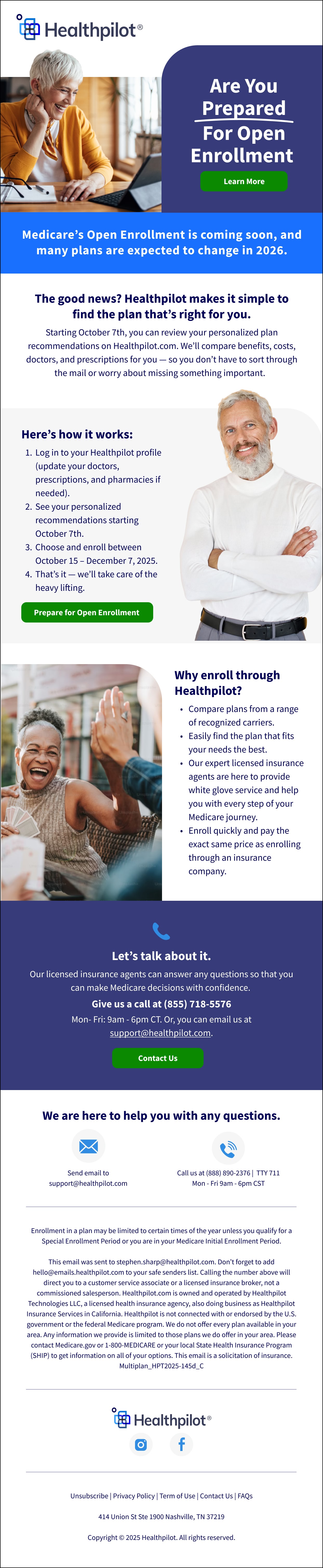 Healthpilot: Enrollment planning, full email design