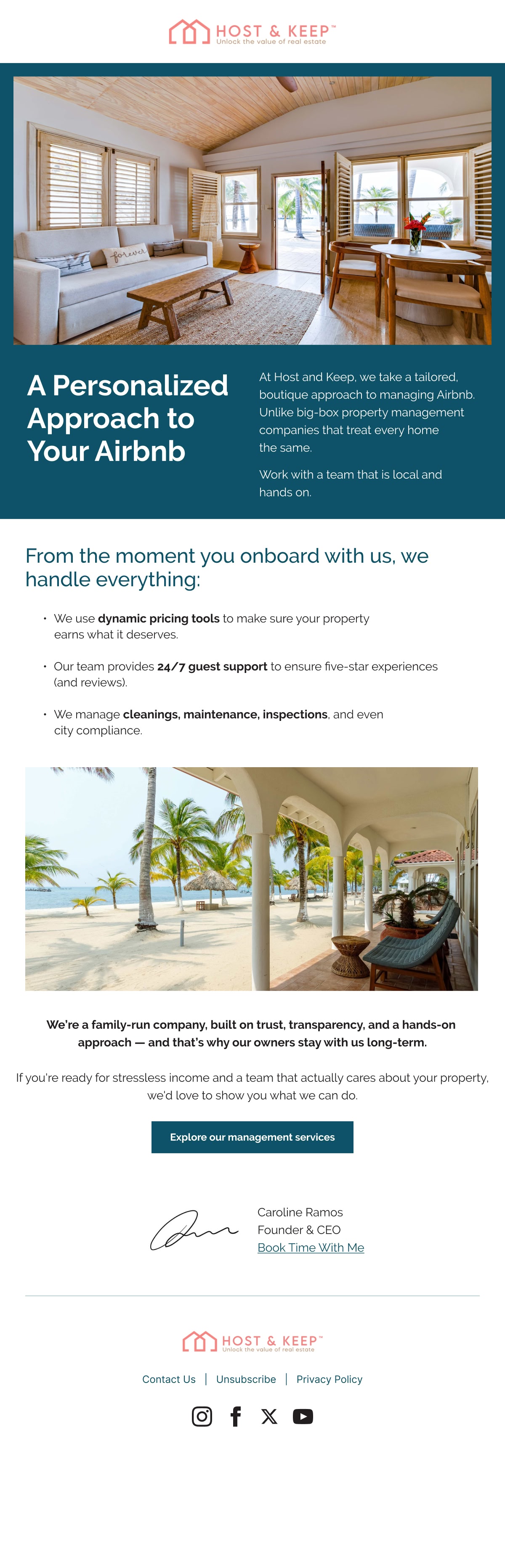 Host & Keep: Property management introduction, full email design