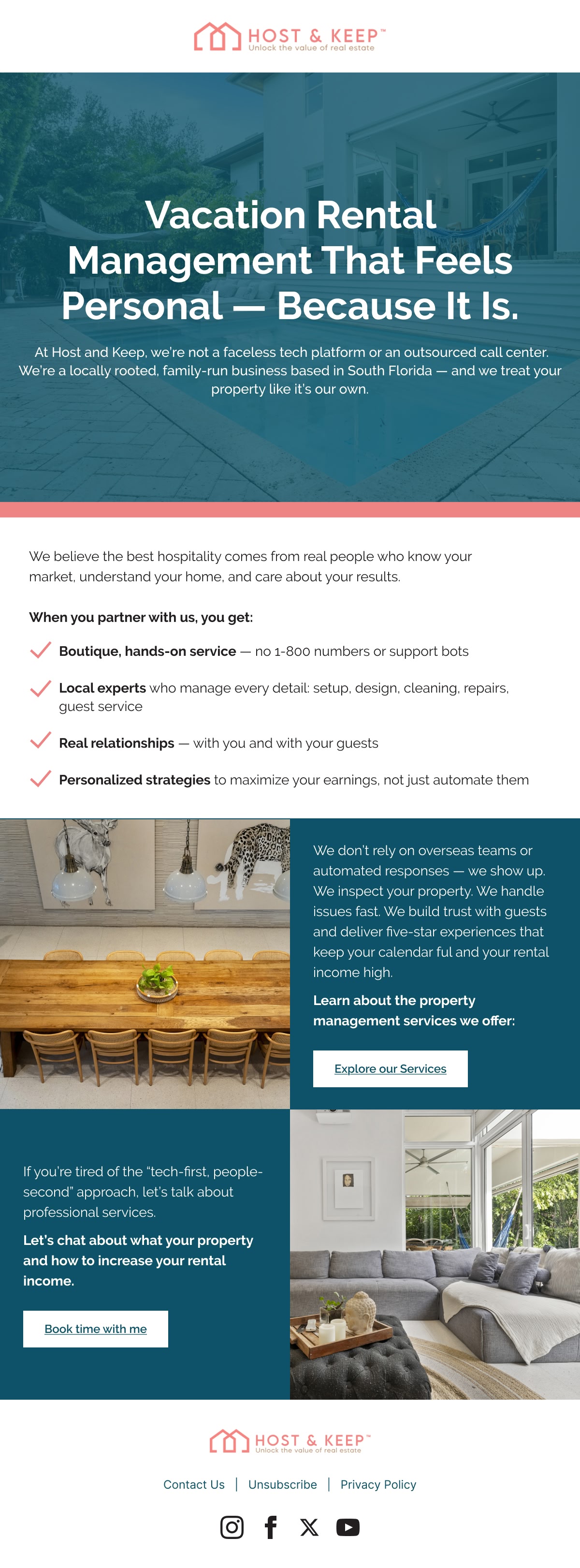 Host & Keep: Vacation rental management, full email design