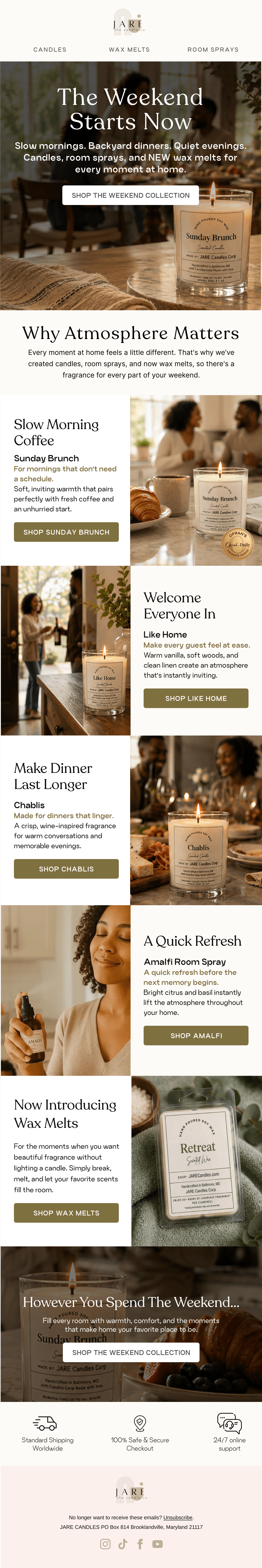 JARE: Weeknight rituals, full email design