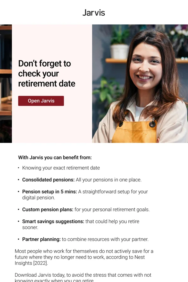 Jarvis — Retirement date reminder