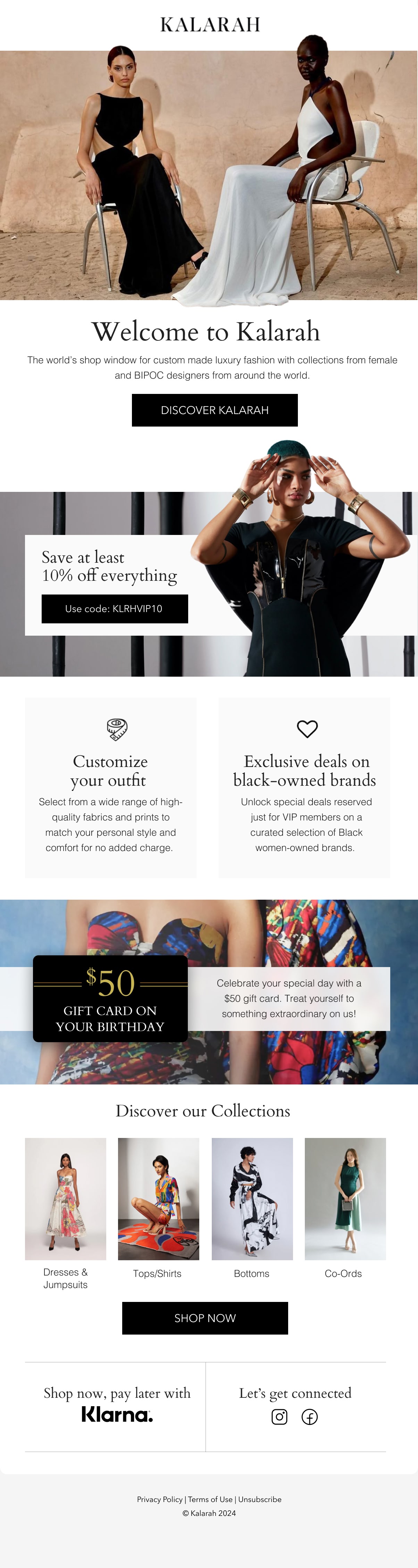 Kalarah: Welcome offer, full email design