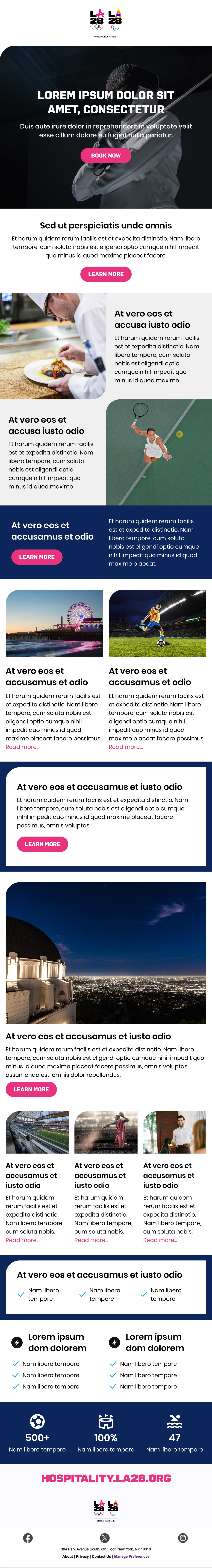 LA28: Olympic hospitality newsletter, full email design