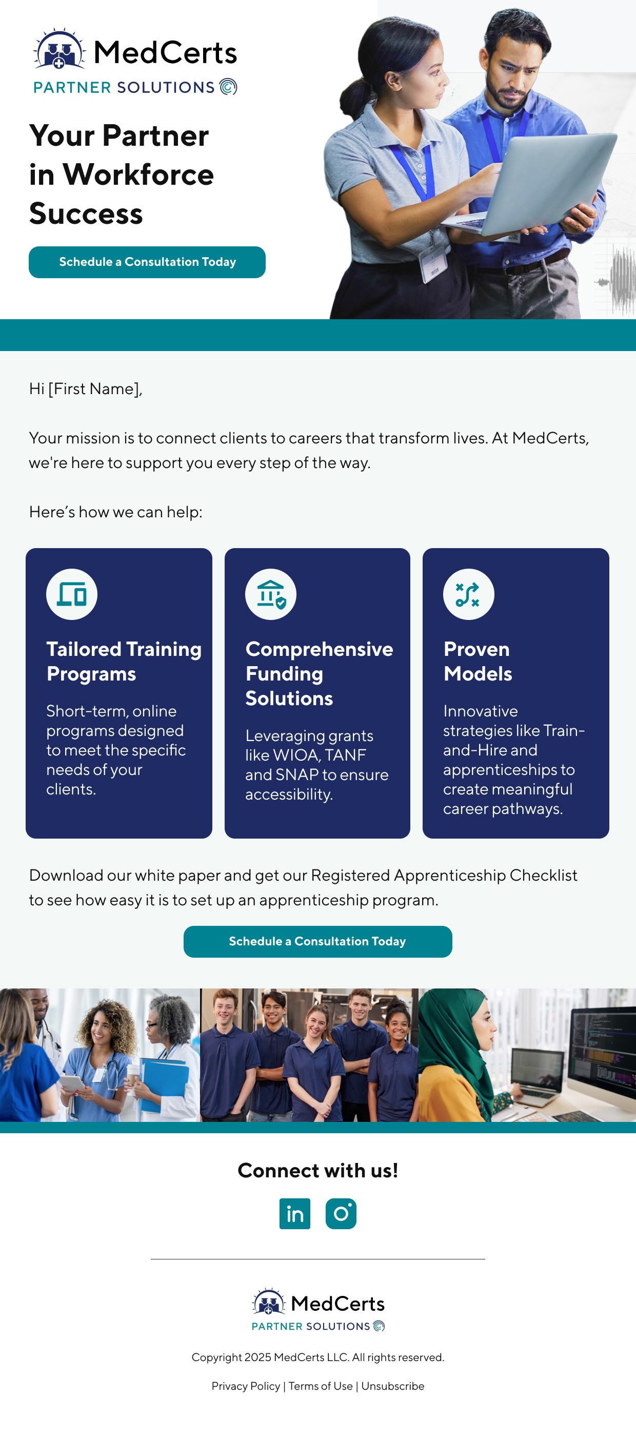 MedCerts: Workforce partner introduction, full email design