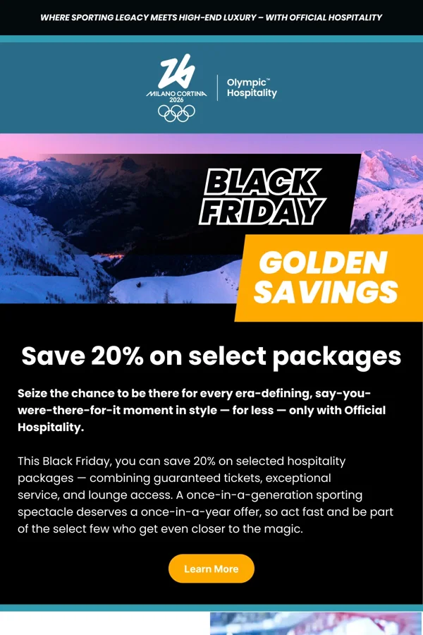 Milano Cortina 2026 — Hospitality package offer