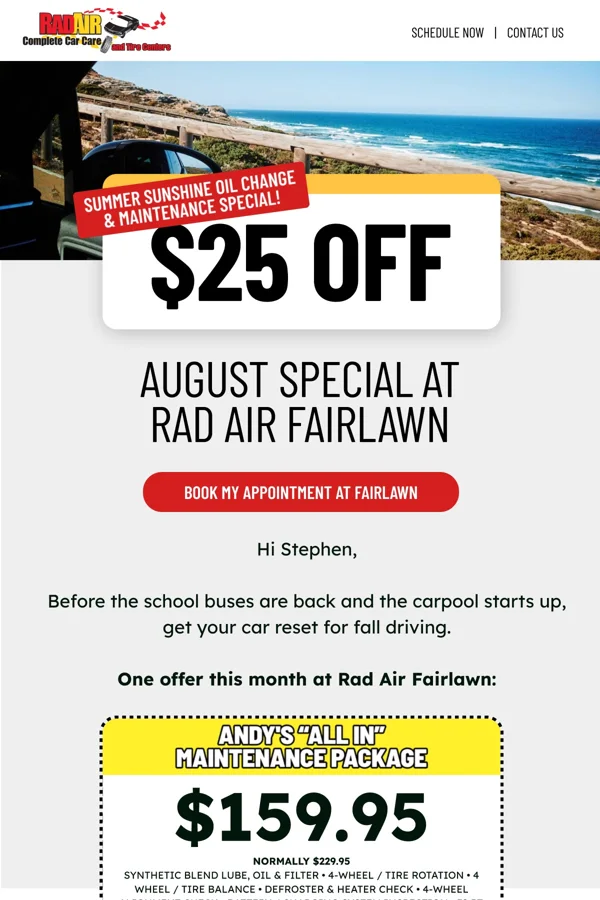 Rad Air — Monthly promotion alert