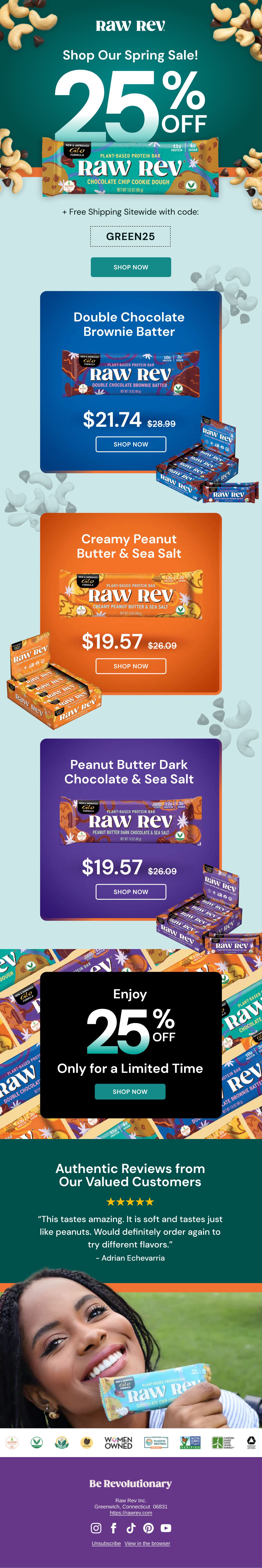 Raw Rev: Seasonal savings, full email design