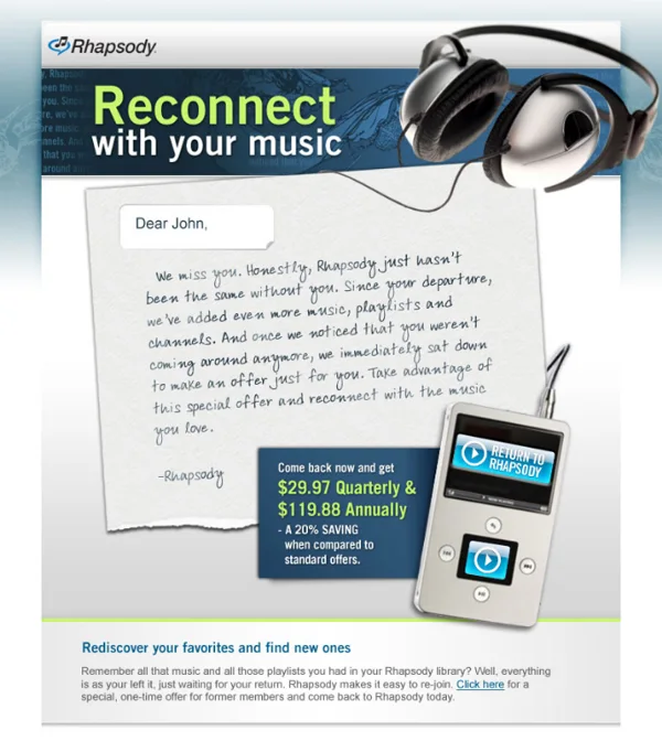 Rhapsody — Music subscription winback