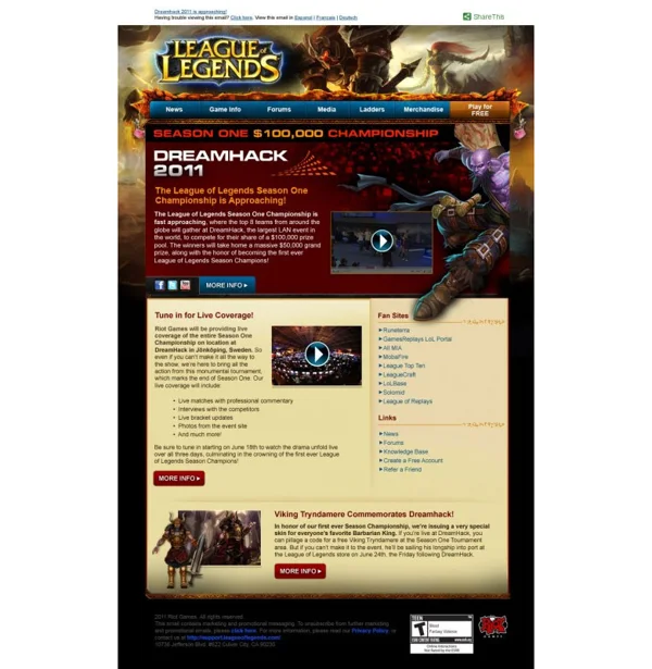 Riot Games — Email campaign