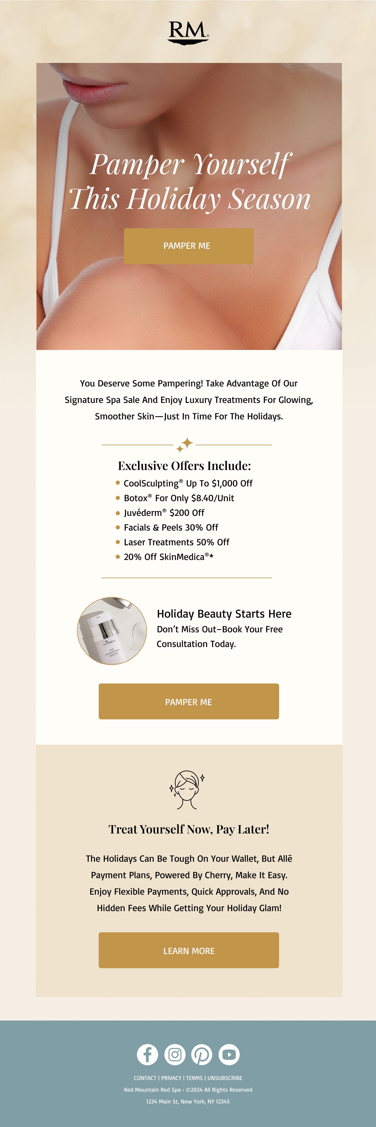 RM: Seasonal spa offer, full email design