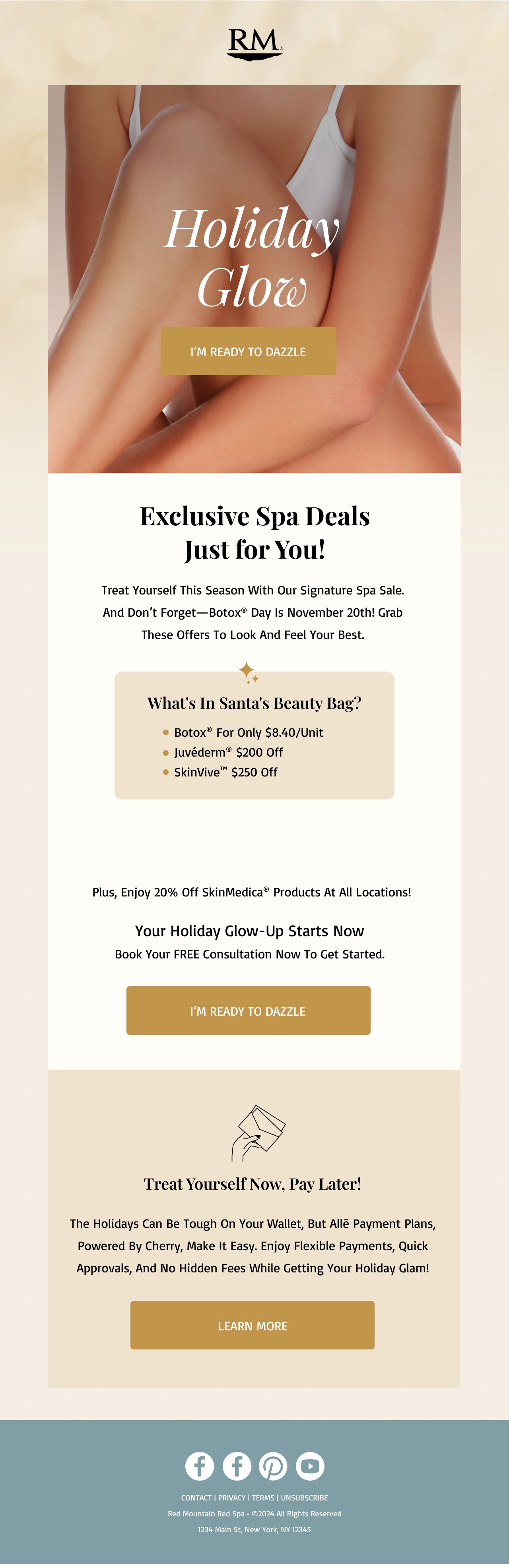 RM: Holiday spa offer, full email design
