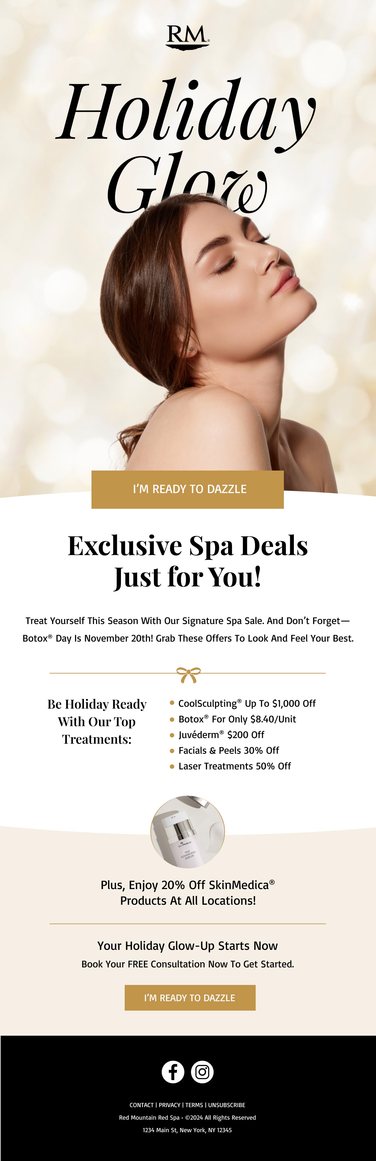 RM: Holiday glow campaign, full email design