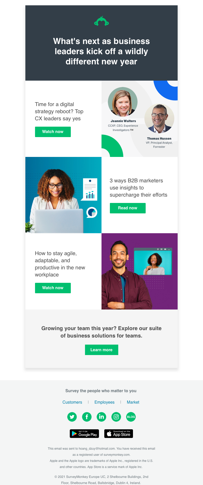 SurveyMonkey: Leadership perspectives newsletter, full email design