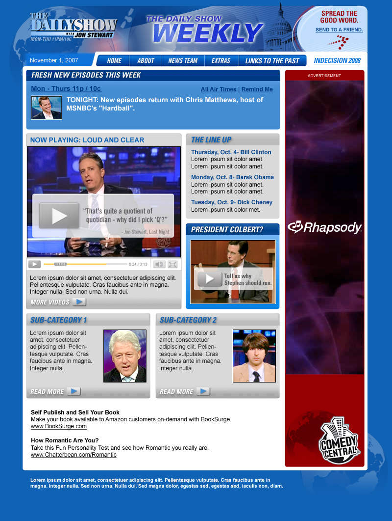 The Daily Show: Weekly entertainment digest, full email design