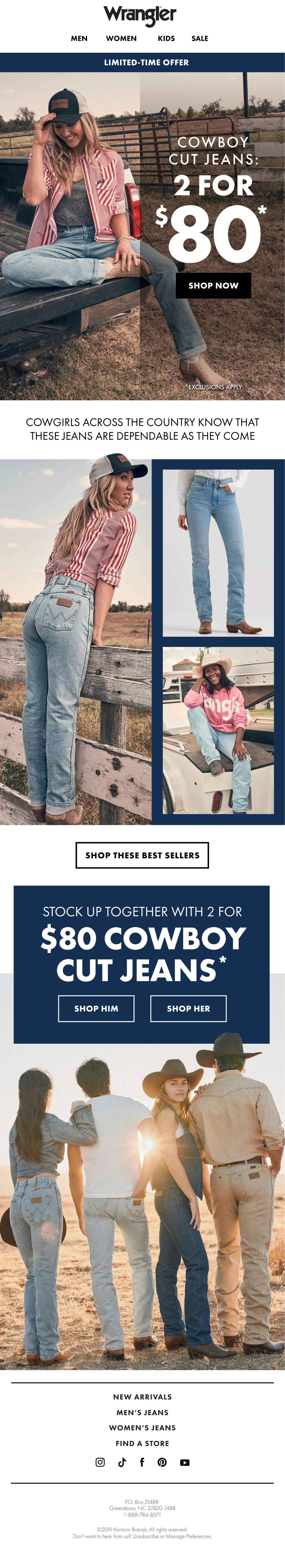 Wrangler: Denim offer, full email design